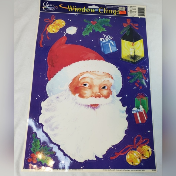 Five (5) BRAND NEW Vtg Sheets Christmas Holiday STATIC CLING Window Decorations - Picture 5 of 11